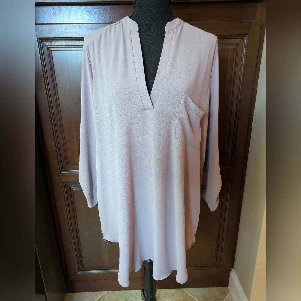 Elegant Women's V-Neck Blouse in Light Purple